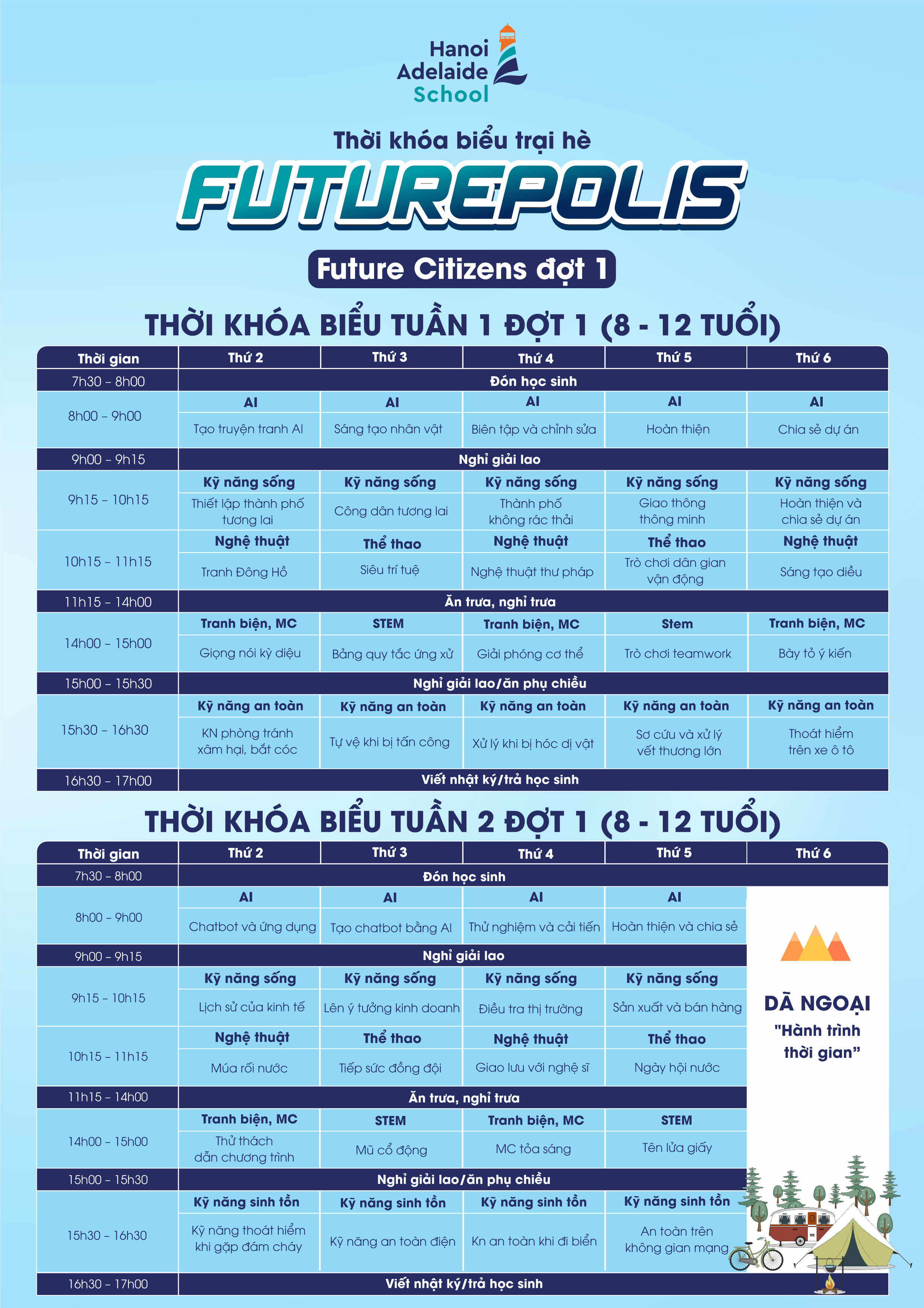 Thời khóa biểu Future Citizens đợt 1